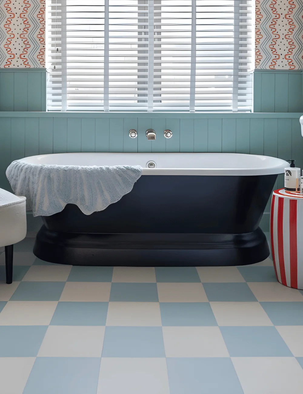 Squares Bay Blue vinyl flooring