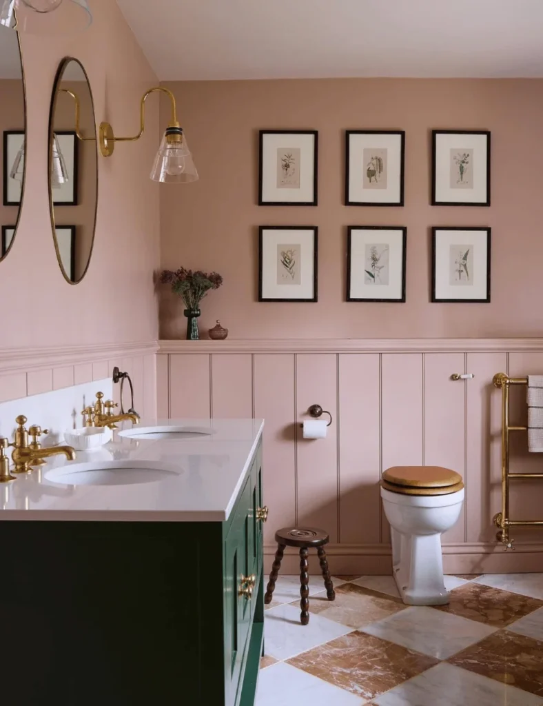 pink painted bathroom
