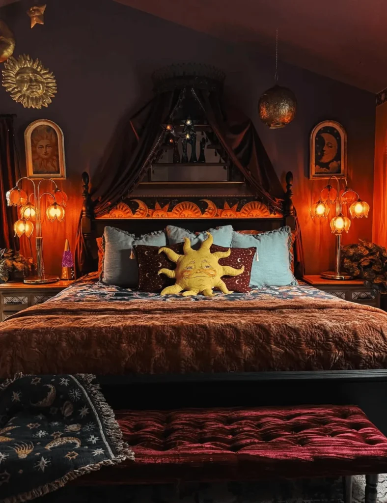 dark boho bedroom