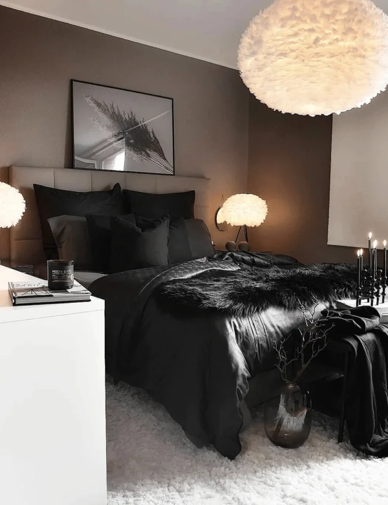 monochrome bedroom