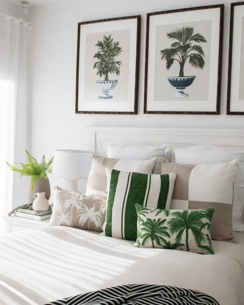 coastal bedroom with tropical elements