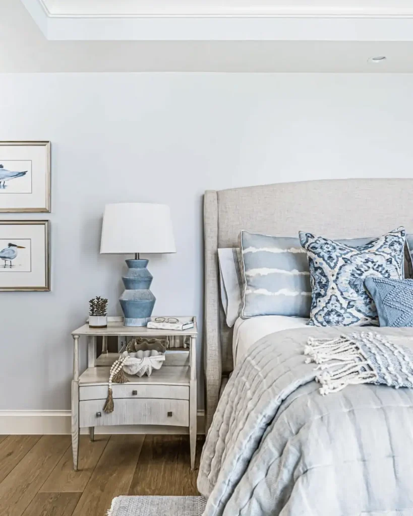 light pastel blue and grey bedroom idea