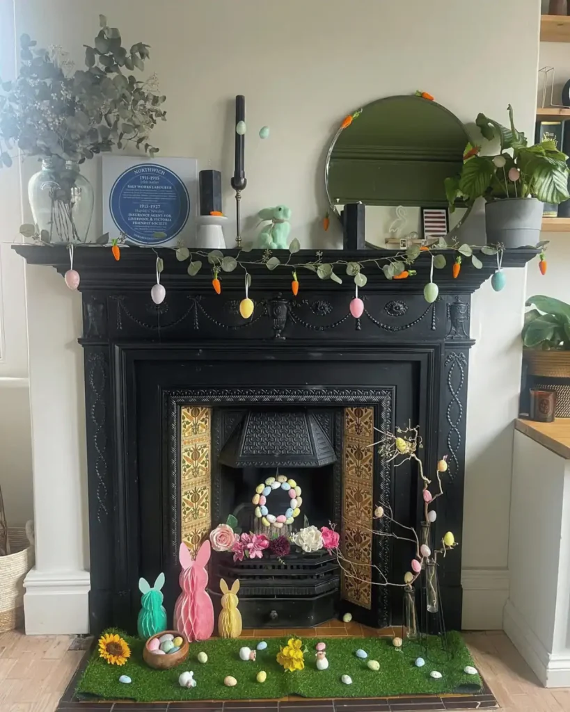 Black Easter Mantel Decor Ideas