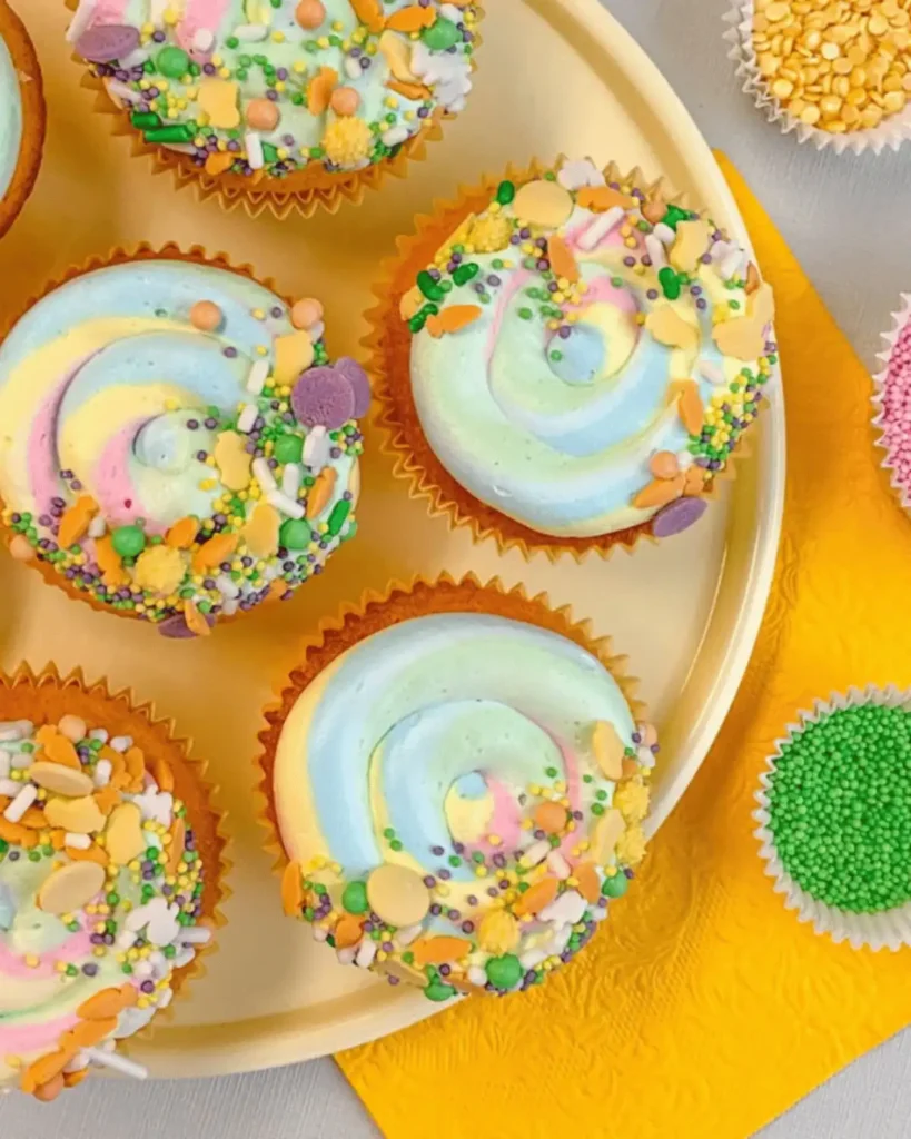 Colourful Swirl Easter Cupcakes