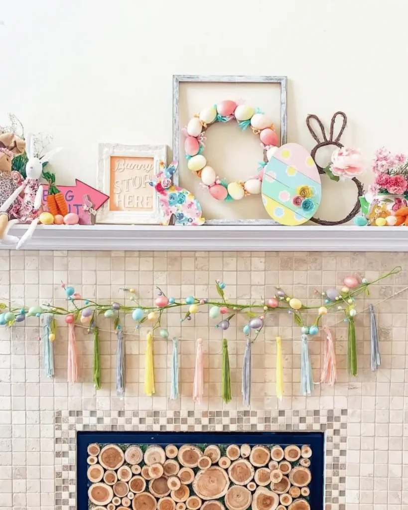 Easter egg mantle with tassels