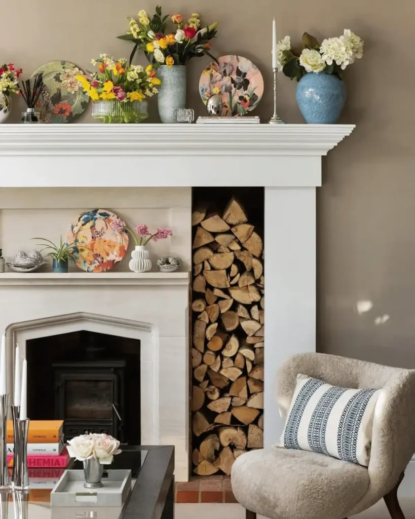 Floral Easter mantle decor idea