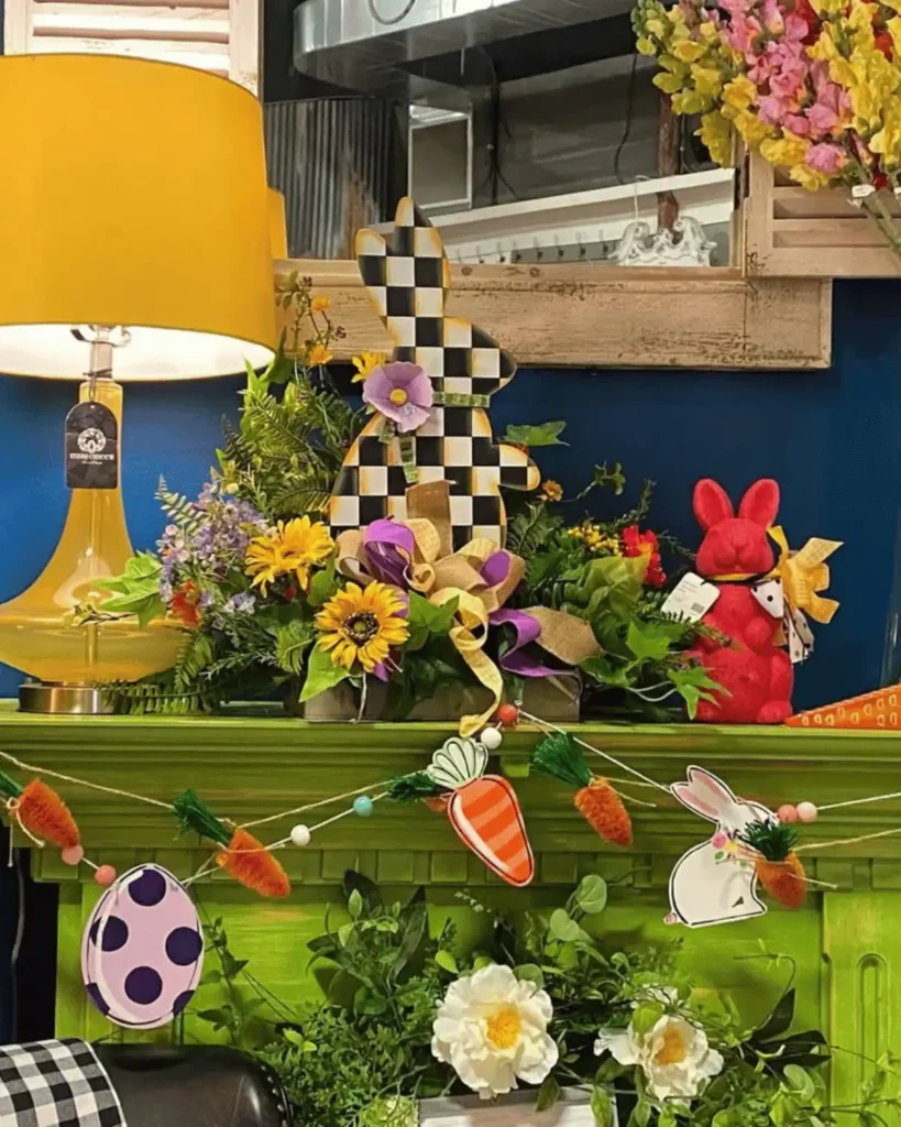 Maximalist Easter Mantel Decor Ideas