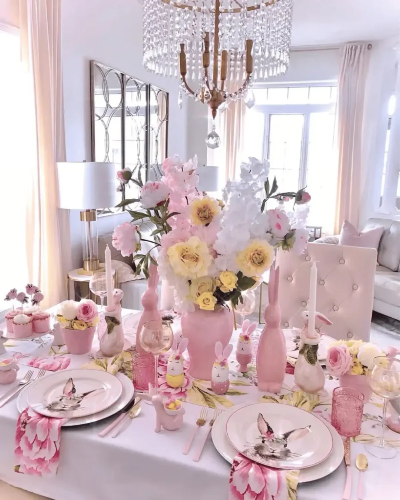 Pink Easter tablescape