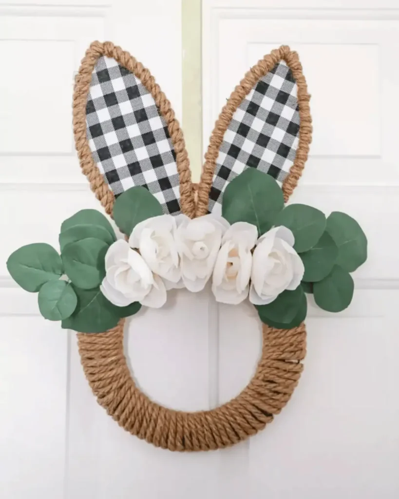 ROPED CHECKERBOARD BUNNY EAR WREATH