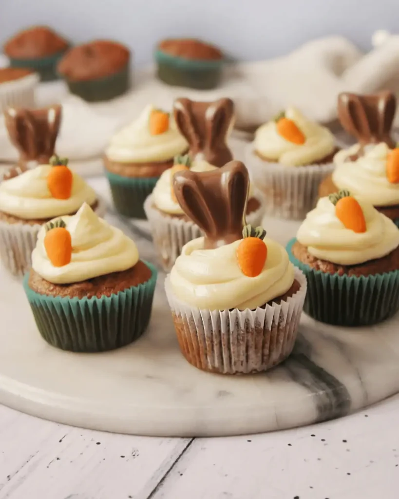 carrot and bunny ears easter cupcakes