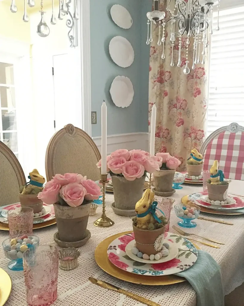 country Easter tablescape
