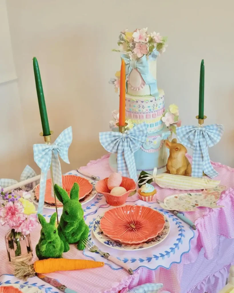 gingham Easter tablescape