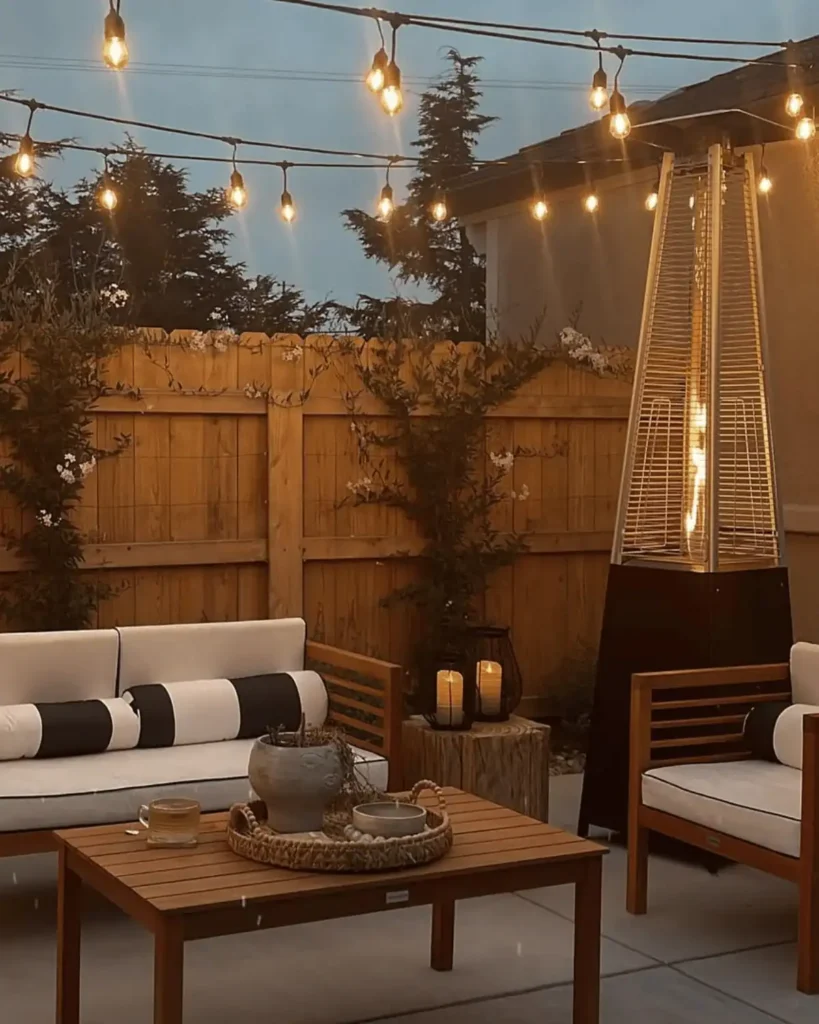 patio with a garden heater