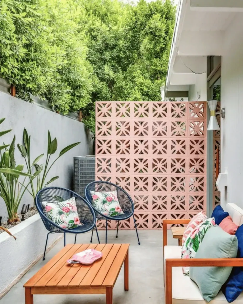 patio with pink accents