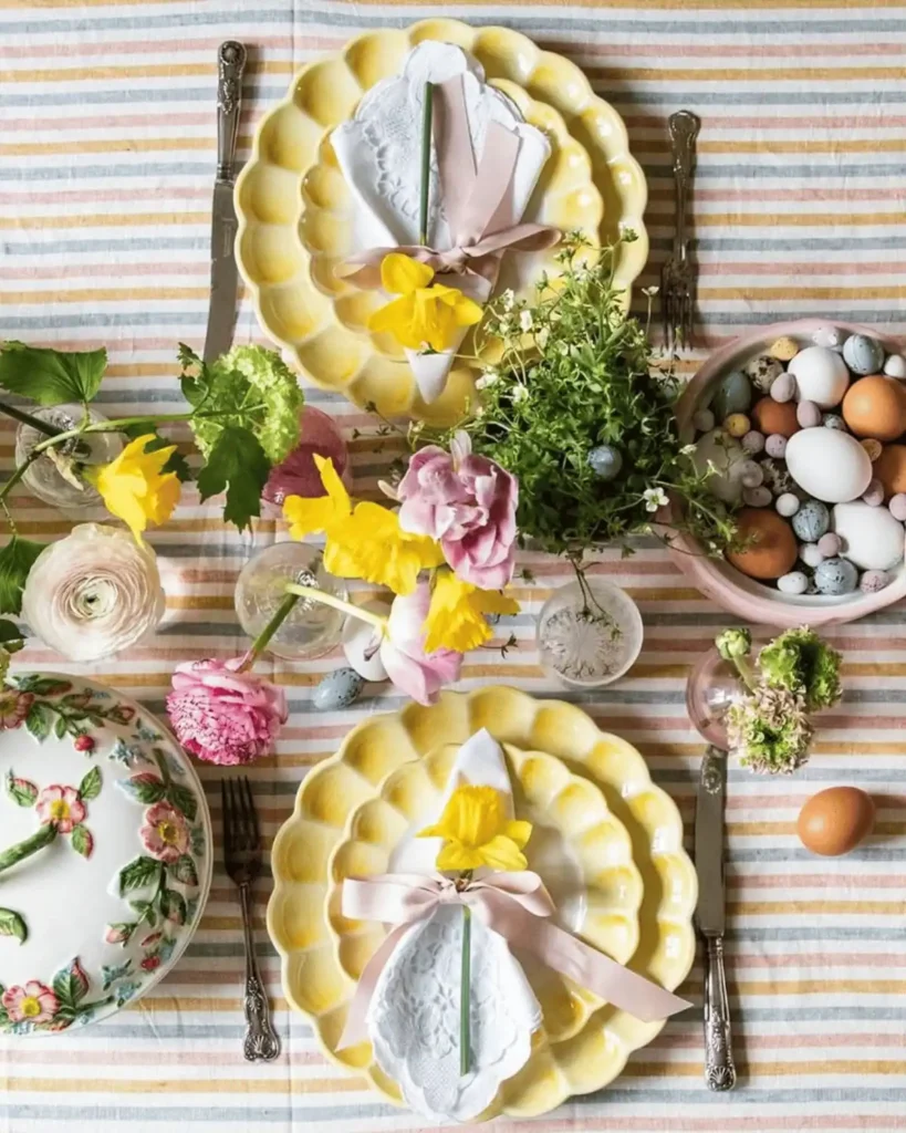 yellow and pink tablescape