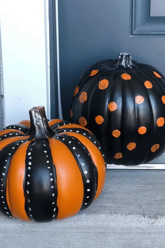 red and orange halloween painted pumpkin ideas
