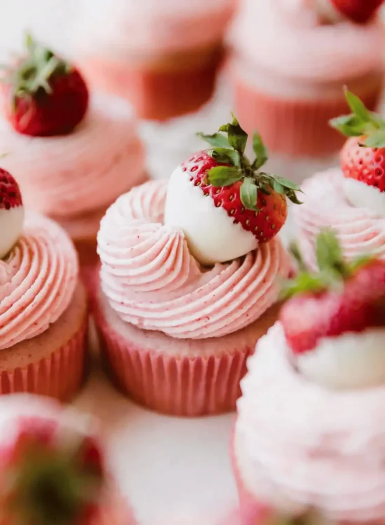 white chocolate strawberry cupcakes