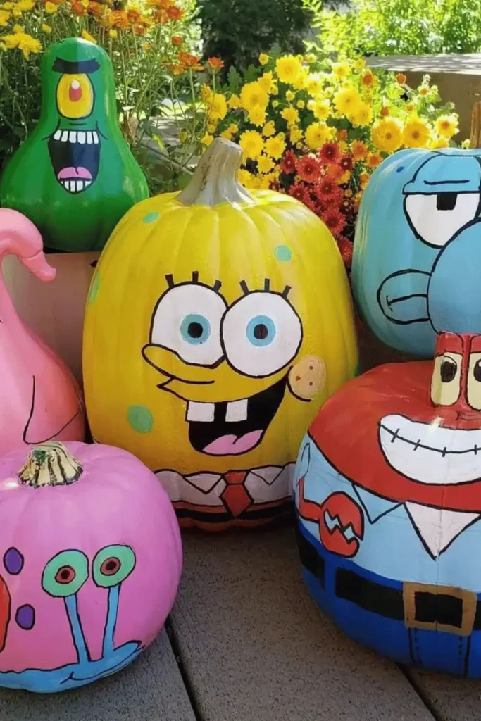 spongebob squarepants halloween painted pumpkins