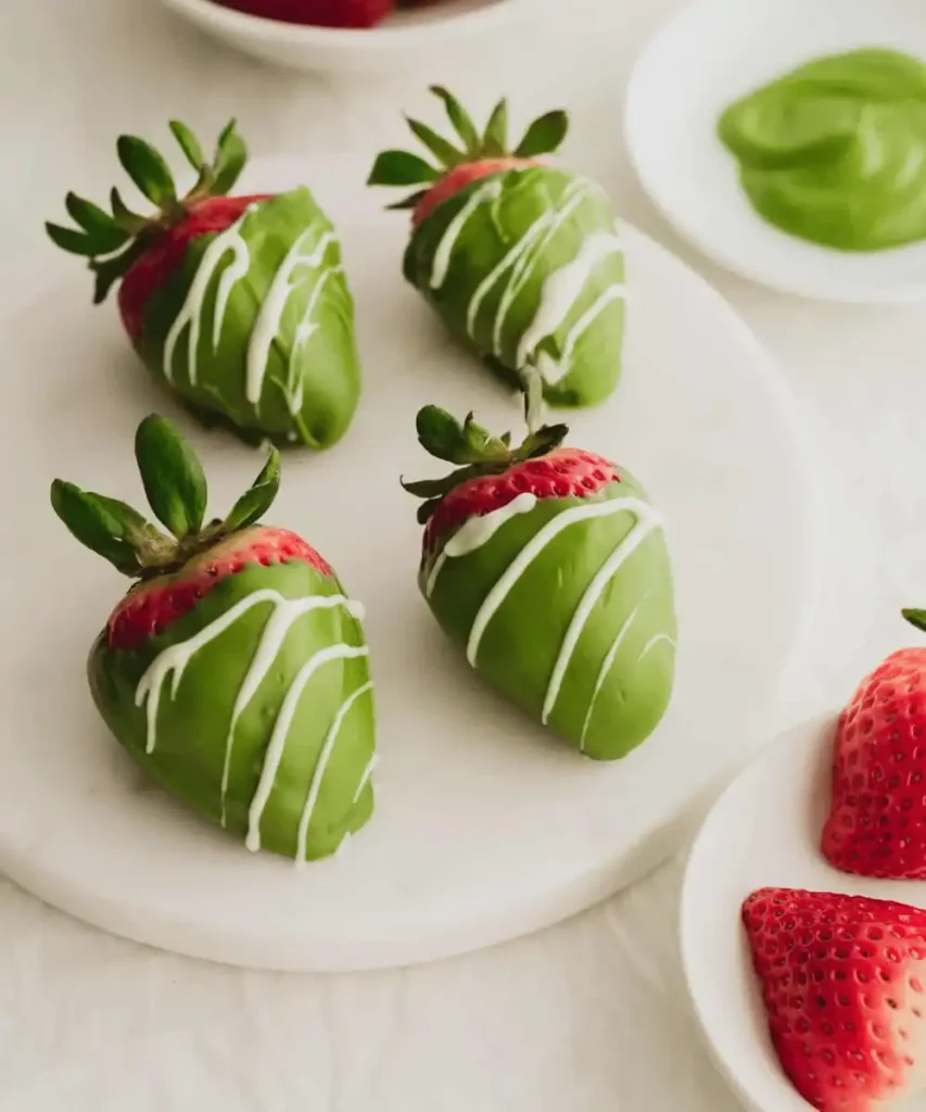 Matcha chocolate covered strawberries