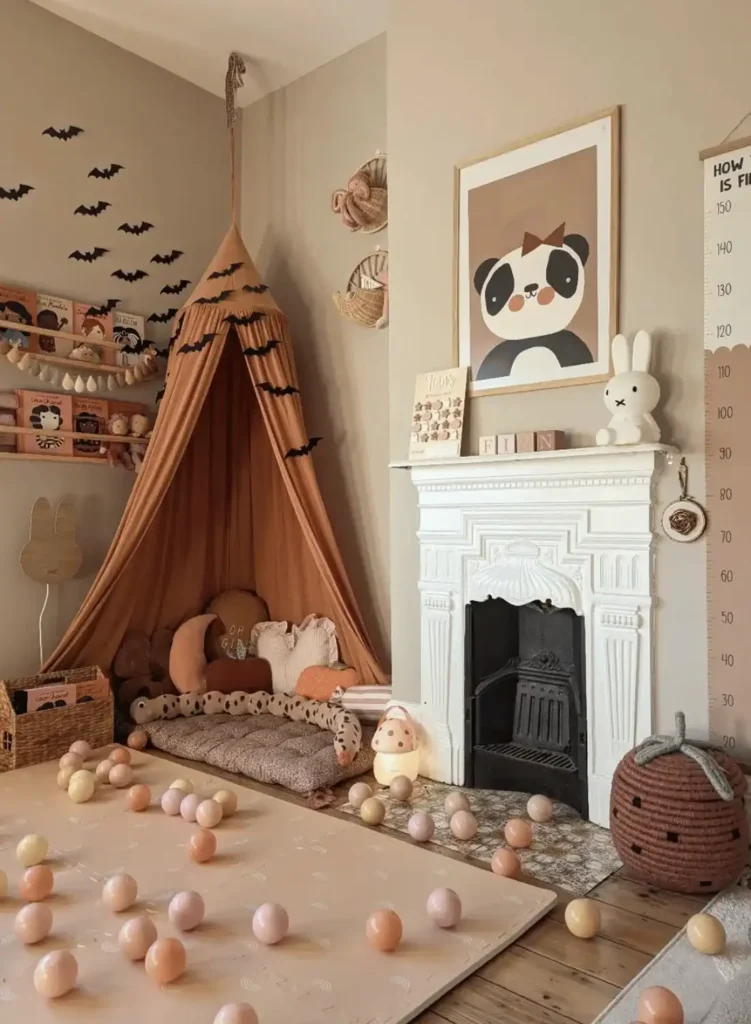 A cosy halloween reading nook. kids halloween bedroom ideas