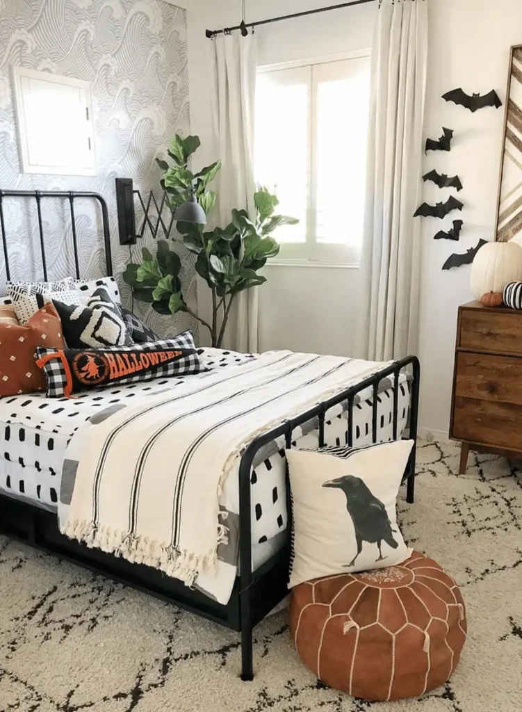 Add a bolster. kids halloween bedroom ideas