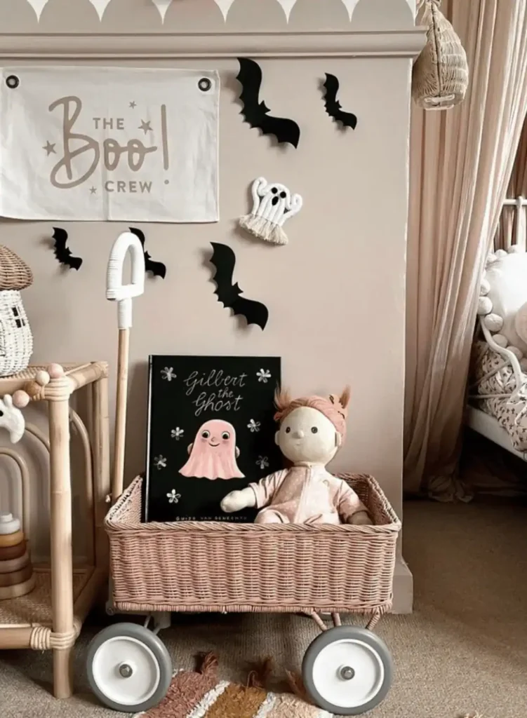 Add spooky banner. kids halloween bedroom ideas
