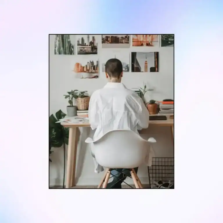 Self-Care-Morning-Rituals.-Back-view-of-a-woman-sitting-at-a-desk