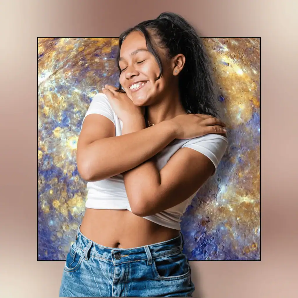 Young-woman-smiling-and-hugging-herself-concept-of-self-love.-Illustration-of-affirmations-of-gratitude
