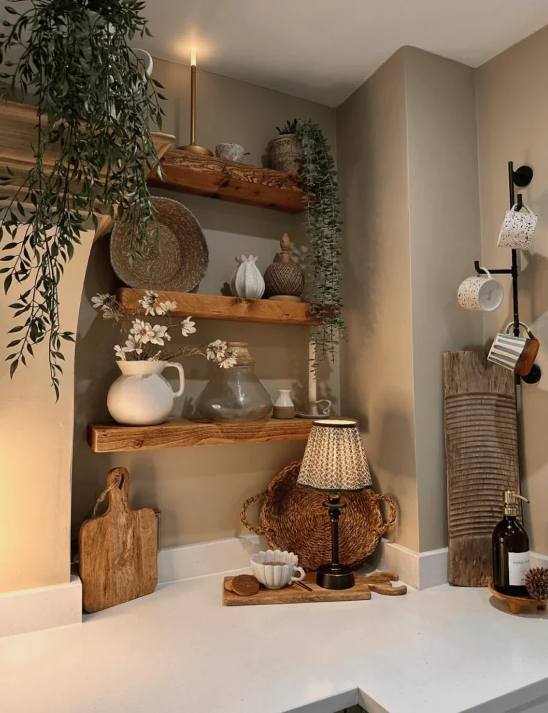 Country farmhouse floating shelves
