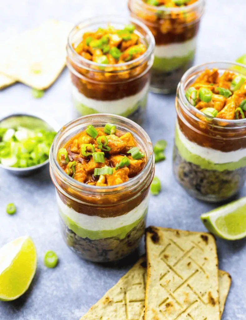 Mini 5-Layer Buffalo Chicken Dip Jars