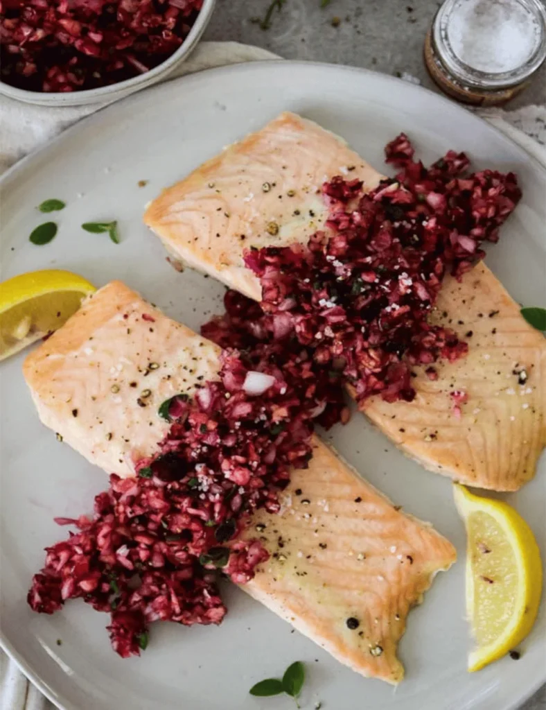 Baked Salmon with Cranberry Relish