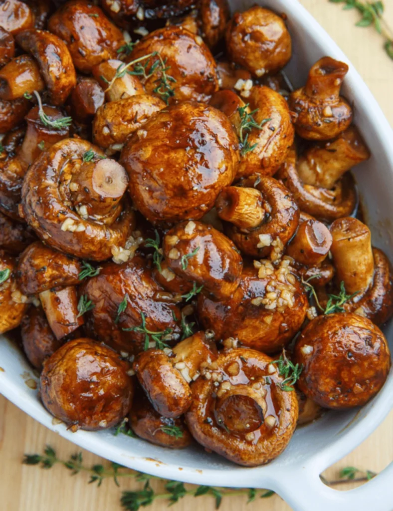 Balsamic Soy Roasted Garlic Mushrooms