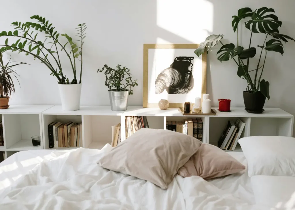 Bed with White Linen. How To Deep Clean Your Room with checklist