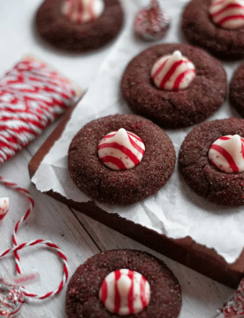 Chocolate Peppermint Kiss Cookies