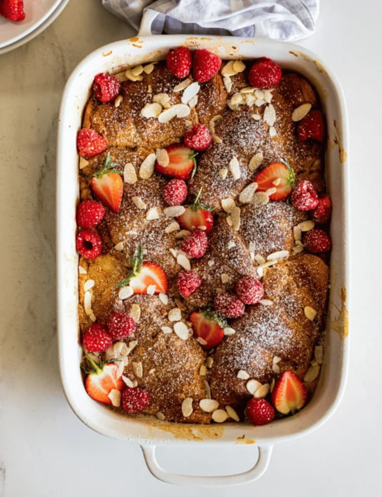 Cinnamon sugar croissant French toast casserole