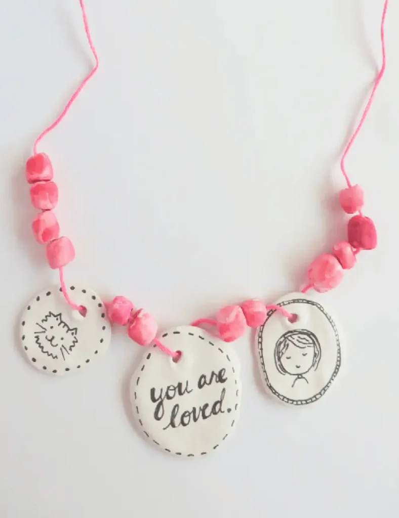 Clay Bead Necklace DIY. Air dry clay jewelry ideas