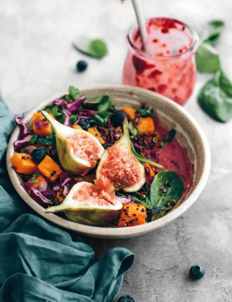Colorful Vegan Spinach Fig Salad