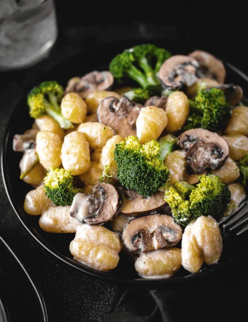 Creamy Vegan Mushroom & Broccoli Gnocchi (Gluten Free)