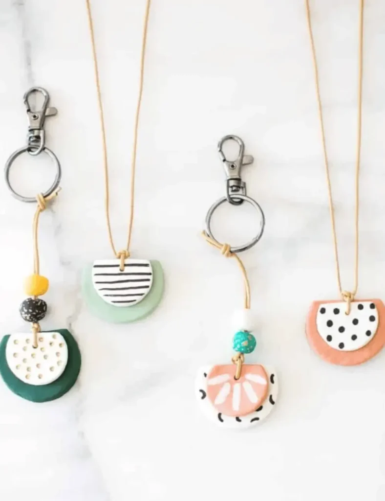 DIY Essential Oil Necklace and Key Chain. Air dry clay jewelry ideas
