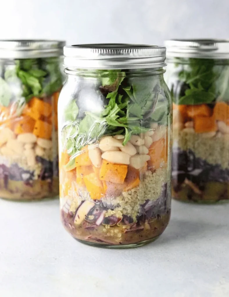 Fall Mason Jar Salad with Maple Cider Vinaigrette