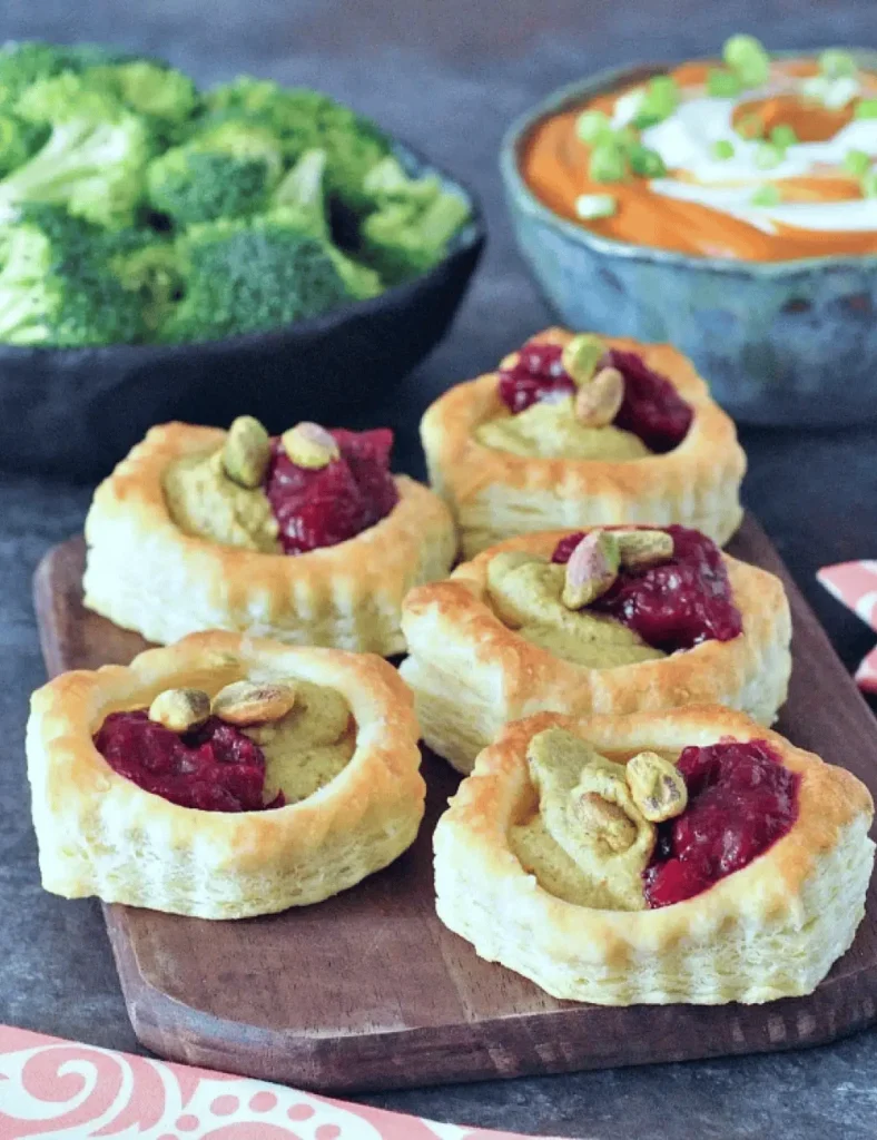 Garlic Pistachio Cranberry Tarts