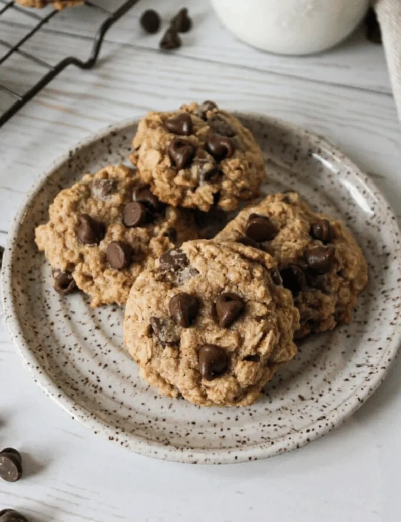 High Fiber Chocolate Chip Cookies with Oats and Flax
