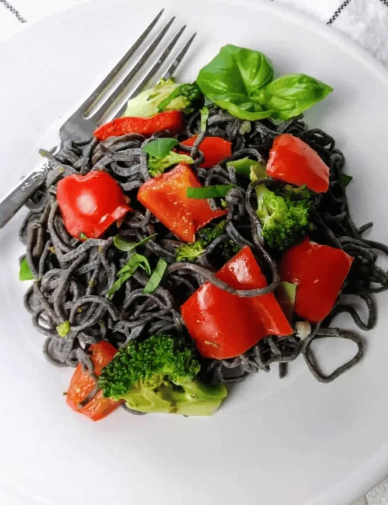 High Protein Pasta with Broccoli and Red Peppers