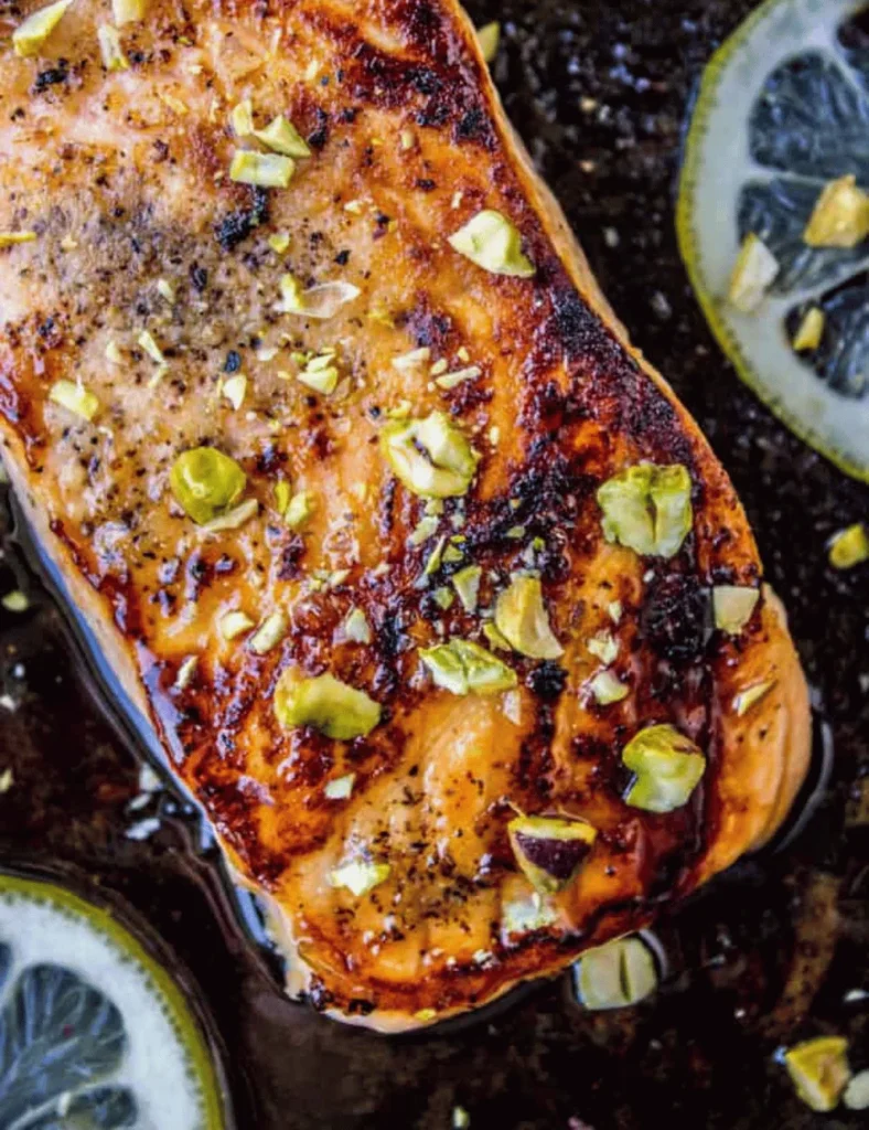 Pan-Seared Salmon with Maple Glaze and Pistachios