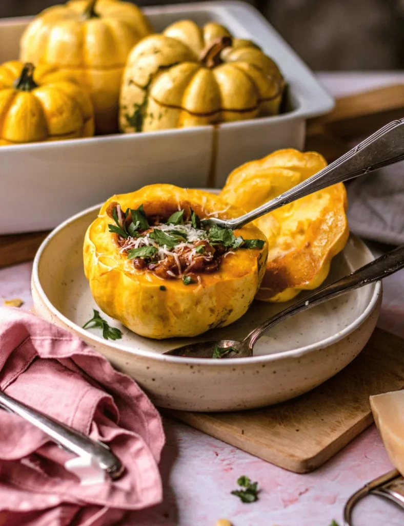 Roasted Pumpkin Lasagna Boats