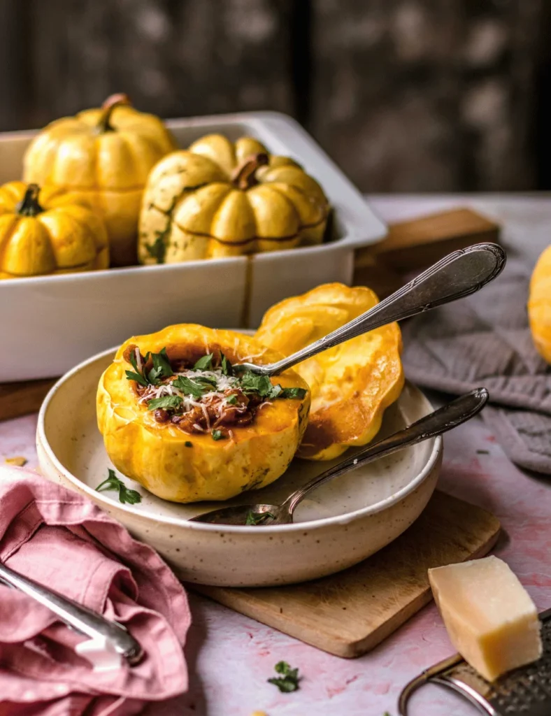 Roasted Pumpkin Lasagna Boats