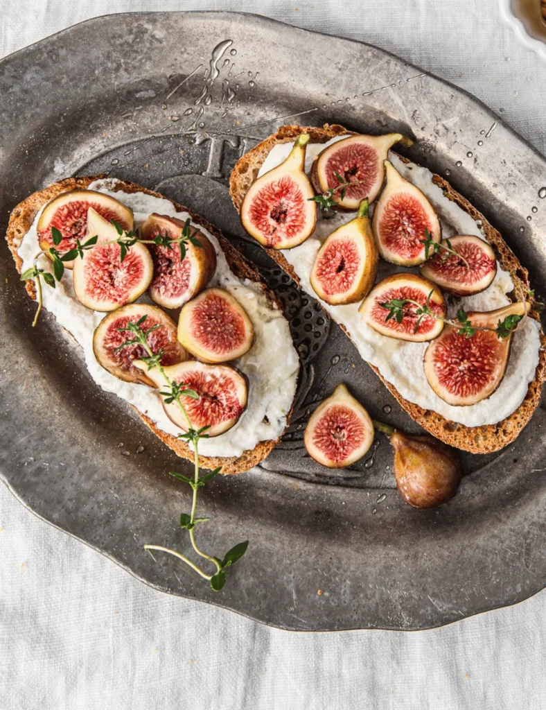 Sourdough Fig Toast with Non Dairy Cream Cheese. Breakfast recipes with sourdough bread
