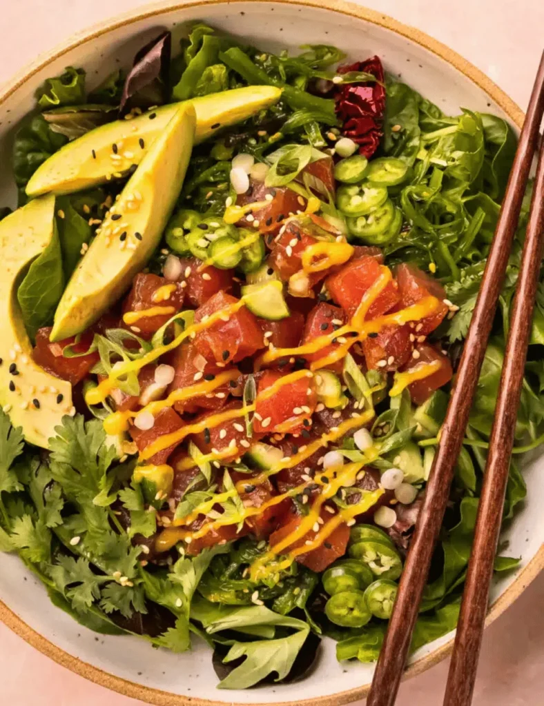 Tuna Poke Bowl with Mango Dressing. fall fish recipes