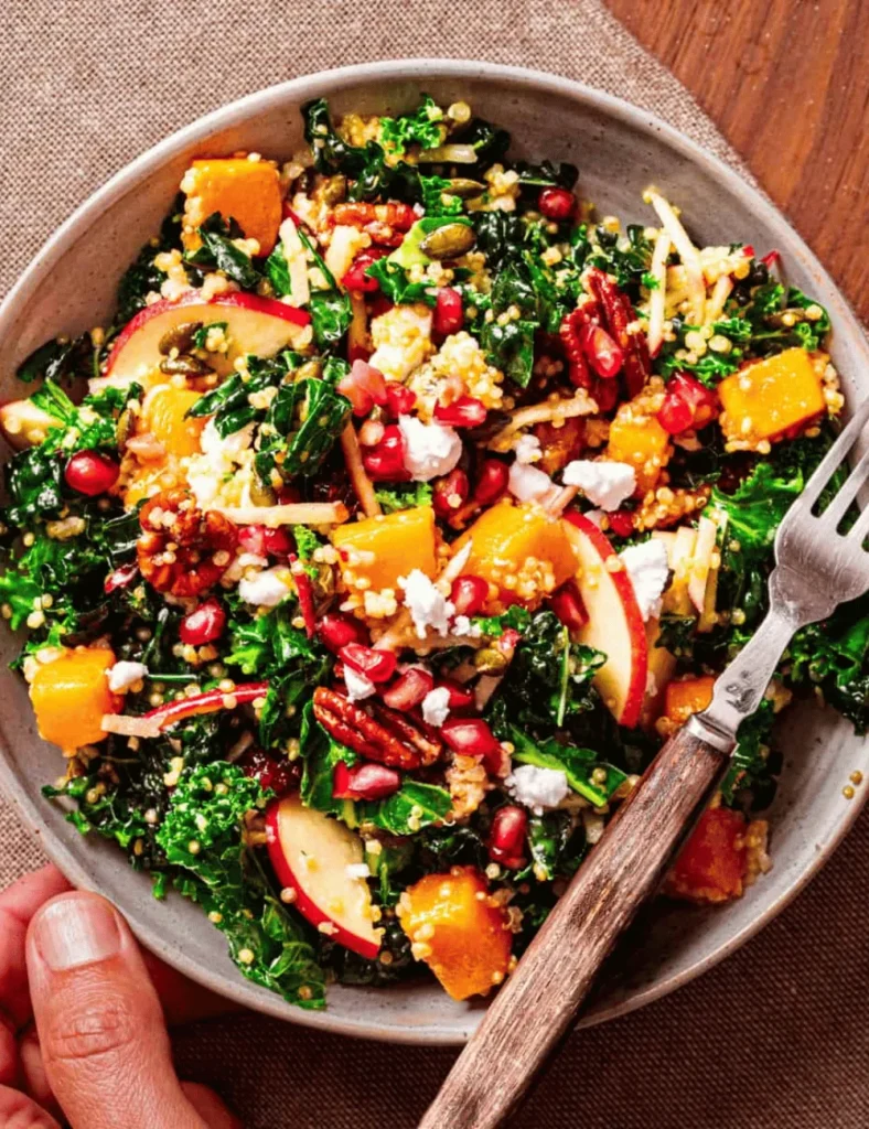 Vegan Fall Harvest Salad with Apples and Kale