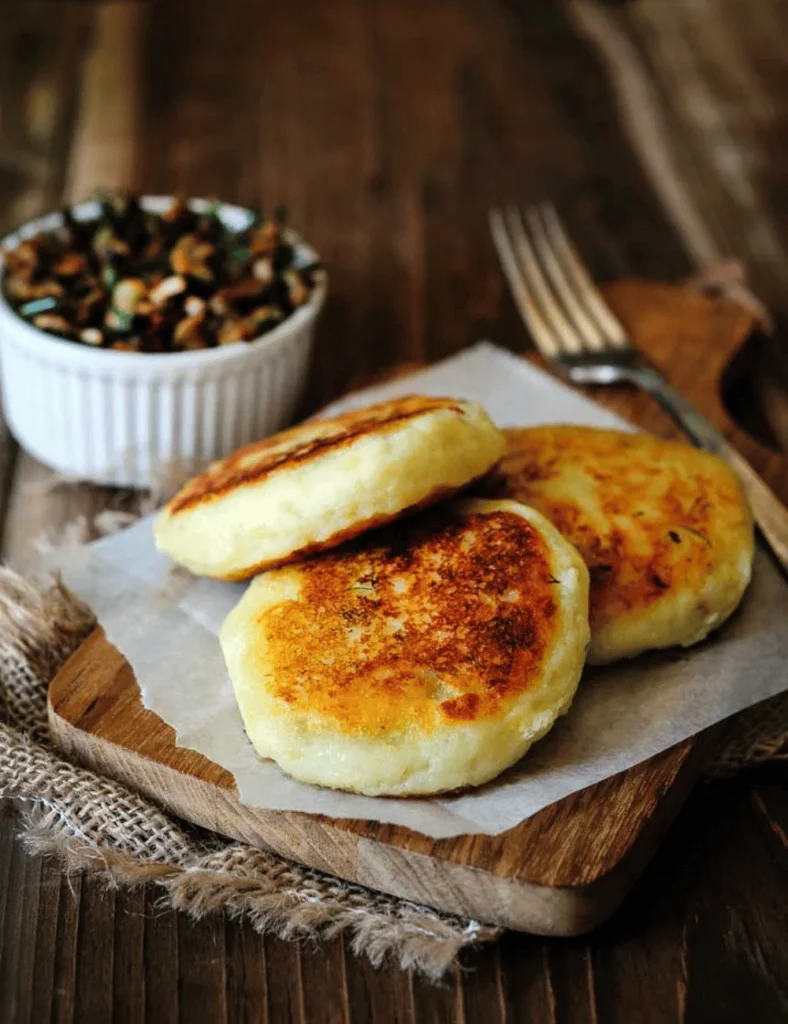 Vegan Potato Cakes stuffed with Mushrooms
